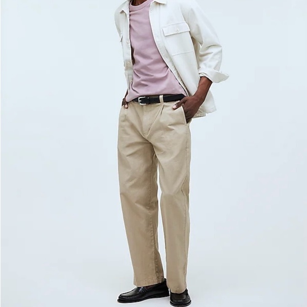 Madewell Mens Relaxed Fit Cotten-Hemp Blend Pleated Pants W35-L32 NWT!